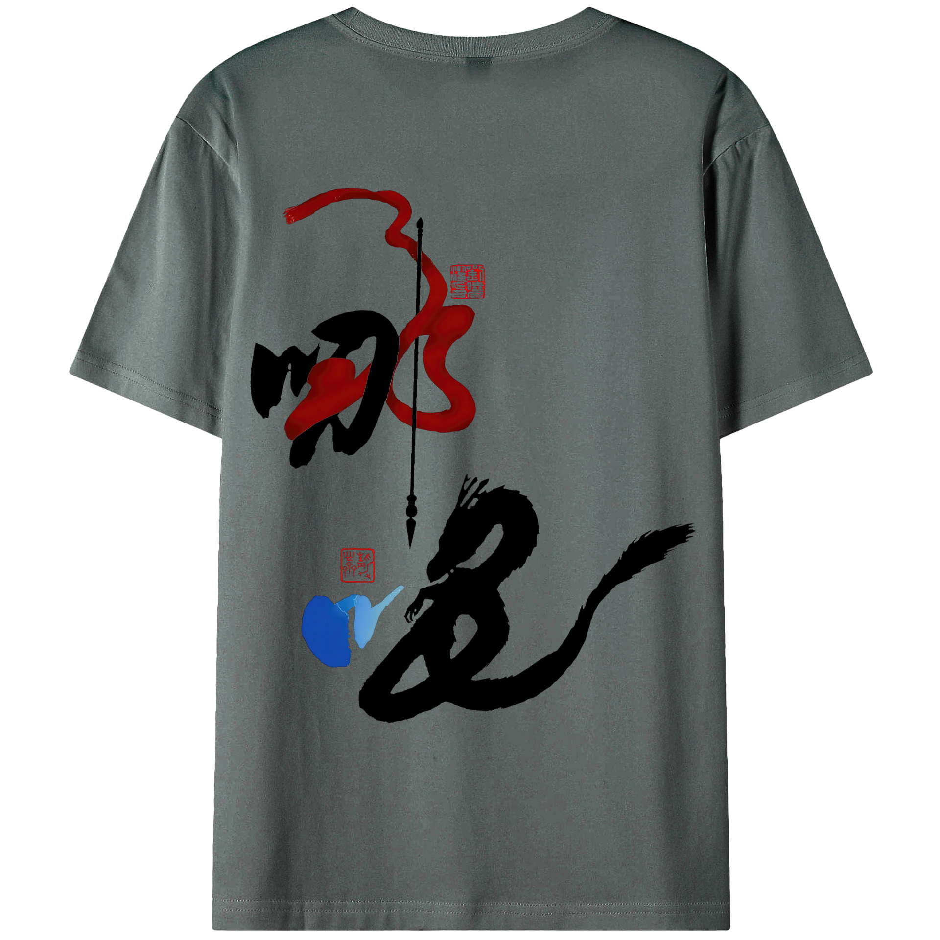 （画像用） Ne Zha 2 ナタ 魔童の大暴れ 綿100％ メンズ半袖Tシャツ（バックプリント） 通気性